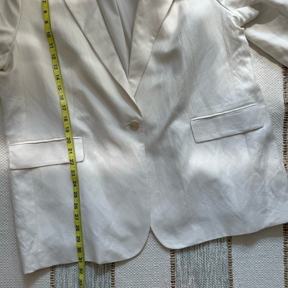 H&M Ivory Linen Blend Oversized Slouchy Neutral Casual Blazer Women’s Size XL - Picture 5 of 9